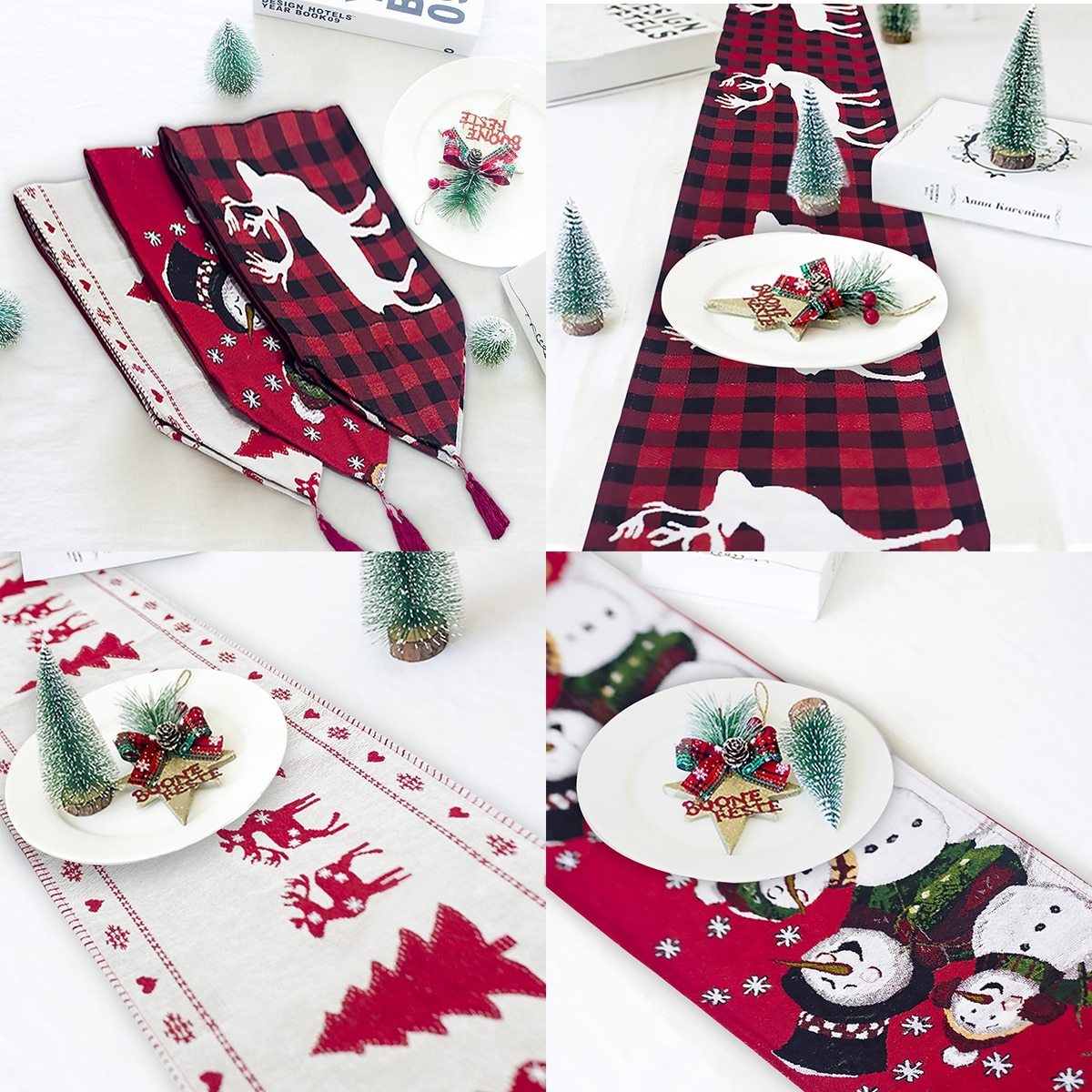 Weihnachtselch-Schneemann-Tischläufer, frohe Weihnachtsdekoration