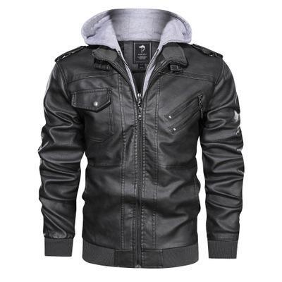 Leather jacket men's slim fit zipper PU jacket autumn men's leather jacket jacket black
