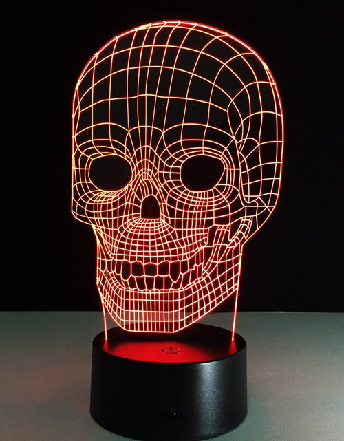 Cargar imagen en el visor de la galería, Luz nocturna 3D con forma de calavera y flores
