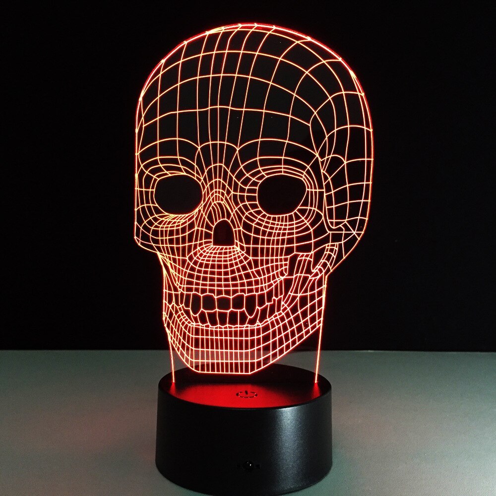 Luz nocturna 3D con forma de calavera y flores