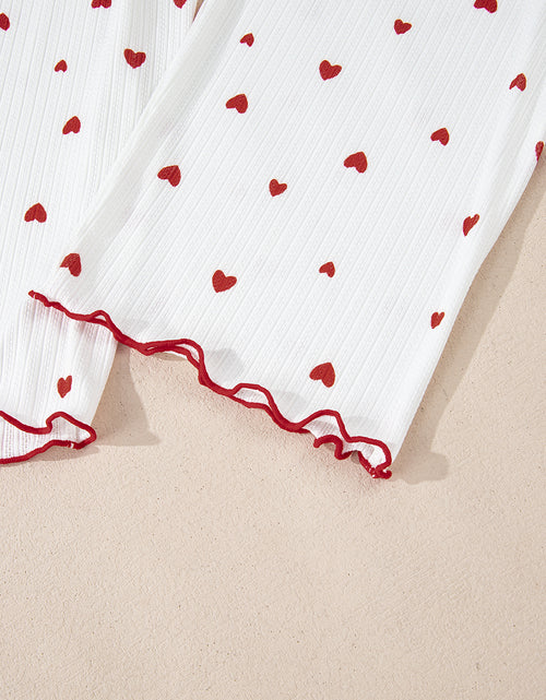 Load image into Gallery viewer, White Valentines Heart Pattern Tee and Pants Pajama Set
