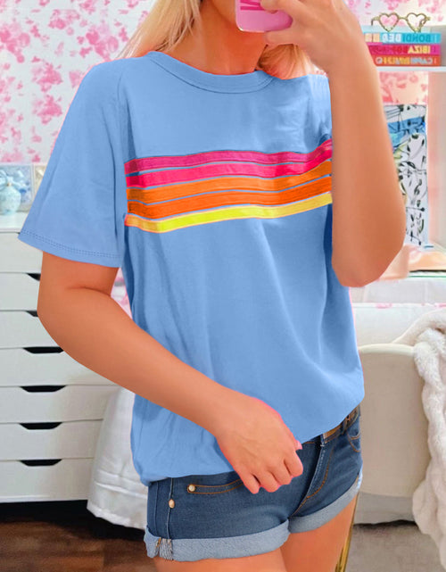 Load image into Gallery viewer, Bonbon Colorful Striped Casual Tee
