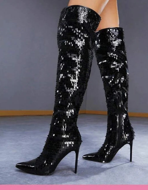 Load image into Gallery viewer, Fashionable Sequins Over-the-knee Boots Women
