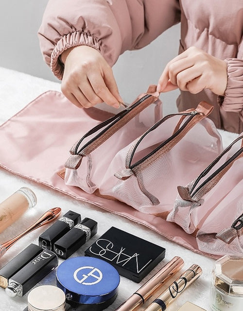Load image into Gallery viewer, Detachable Cosmetic Bag Portable Large Capacity 4 in 1 Makeup Bags Portable Folding Travel Cosmetics Storage Toiletry Bag
