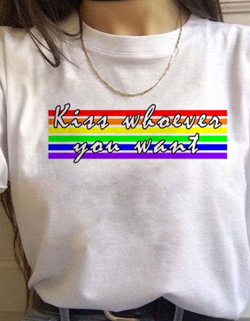 Cargar imagen en el visor de la galería, Camisetas para mujer Camiseta de manga corta para mujer Orgullo Gay Arcoiris Novias
