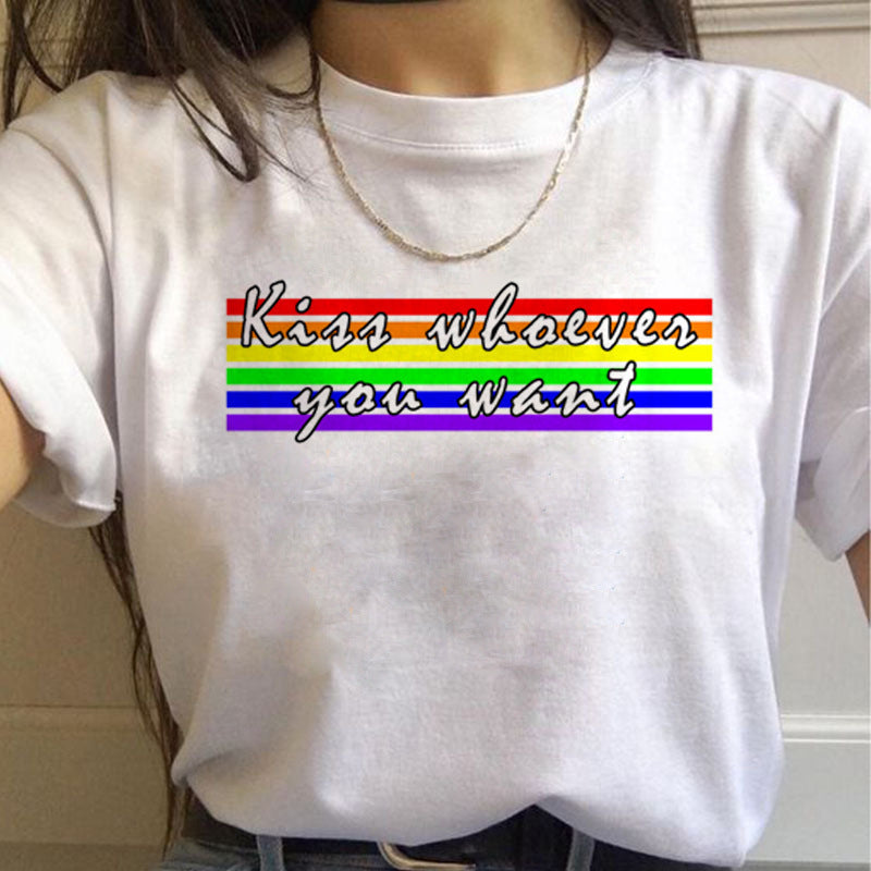 Camisetas para mujer Camiseta de manga corta para mujer Orgullo Gay Arcoiris Novias