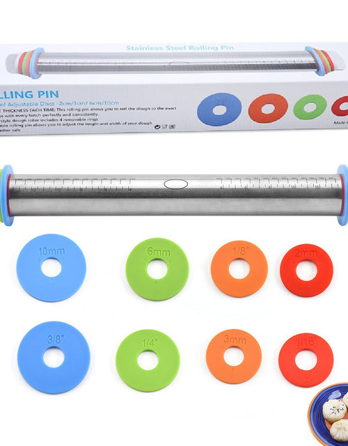 Load image into Gallery viewer, 17 inch stainless steel adjustable thickness rolling pin scale rolling pin leather material kneading tool
