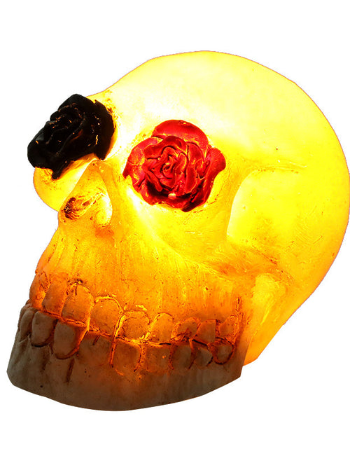 Load image into Gallery viewer, Skull Lamp Resin Ghost Skeleton Head LED Electronic Candle Light Haunted House Halloween Party Scene Props Lamp
