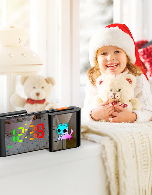Cargar imagen en el visor de la galería, Creative S-shaped Dual-Screen RGB Colorful Alarm Clock, Adorable Cartoon Night Light Electronic Clock

