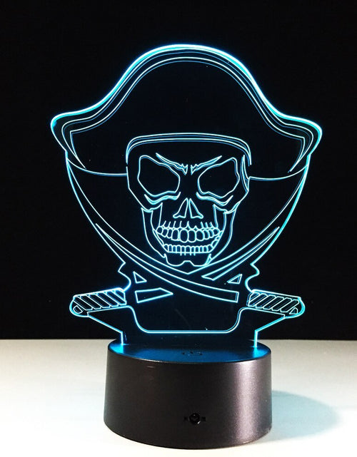Cargar imagen en el visor de la galería, Luz nocturna 3D con forma de calavera y flores
