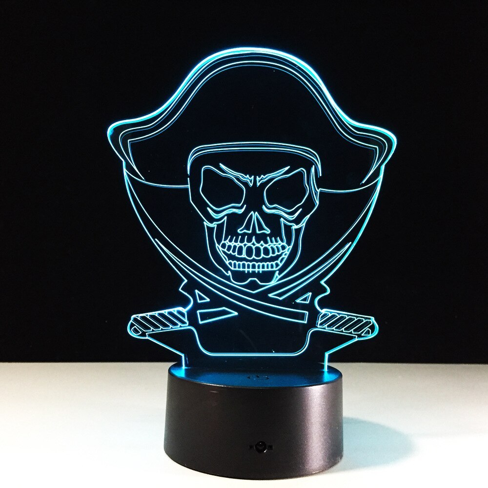 Luz nocturna 3D con forma de calavera y flores