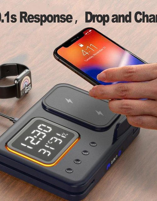 Load image into Gallery viewer, 15W Wireless Chargers Stand 5 In1 LED Digital Alarm Clock Fast Charging Dock Station
