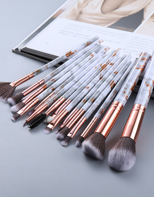 Load image into Gallery viewer, 15 Marbled Design Makeup Brushes Set

