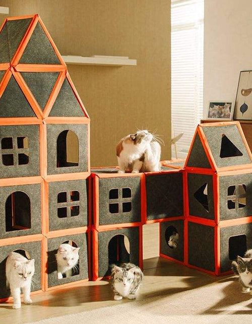 Load image into Gallery viewer, Cardboard Cat House Scratcher Breathable Pet Foldable Cat Toys And House For Cats
