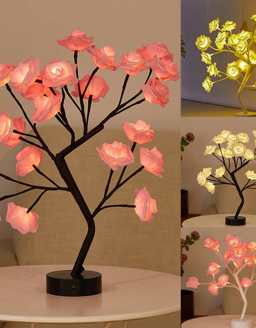 Cargar imagen en el visor de la galería, USB Battery Operated LED Table Lamp Rose Flower Bonsai Tree Night Lights Garland Bedroom Decoration Christmas Lights Home Decor
