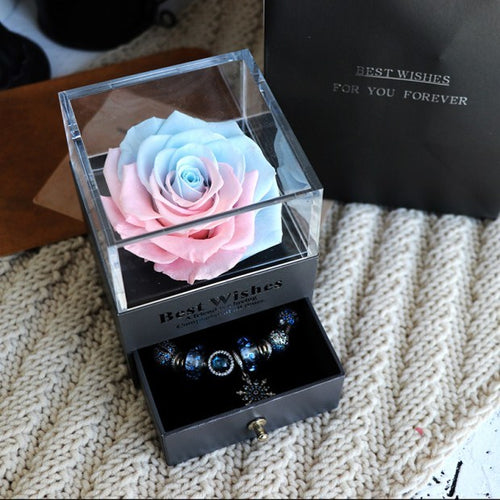 Bild in Galerie-Viewer laden, Schmuckschatulle mit ewiger Blume und Rose für Geburtstagsgeschenke, Valentinstag, Hochzeitsgeschenk
