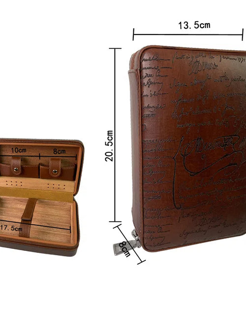 Bild in Galerie-Viewer laden, Carved version cigar box portable cedar wood cigar moisturizing box cowhide cigar box storage box Gaoxiba
