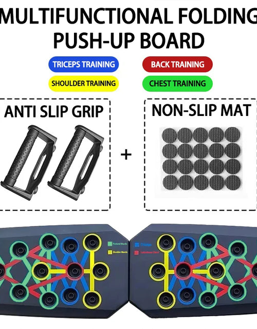 Cargar imagen en el visor de la galería, Portable Multifunctional Push-Up Board Set with Handles Foldable Fitness Equipment for Chest Abdomen Arms and Back Training
