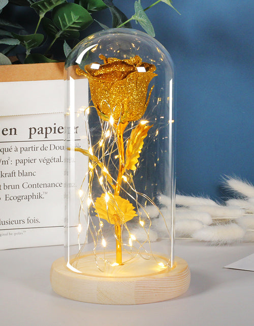 Bild in Galerie-Viewer laden, Valentinstag Geschenk für Freundin Ewige Rose Blumen LED Licht in Glasabdeckung Tag Hochzeitsdekoration Gastgeschenke Muttertag Weibliches Geschenk Geschenk
