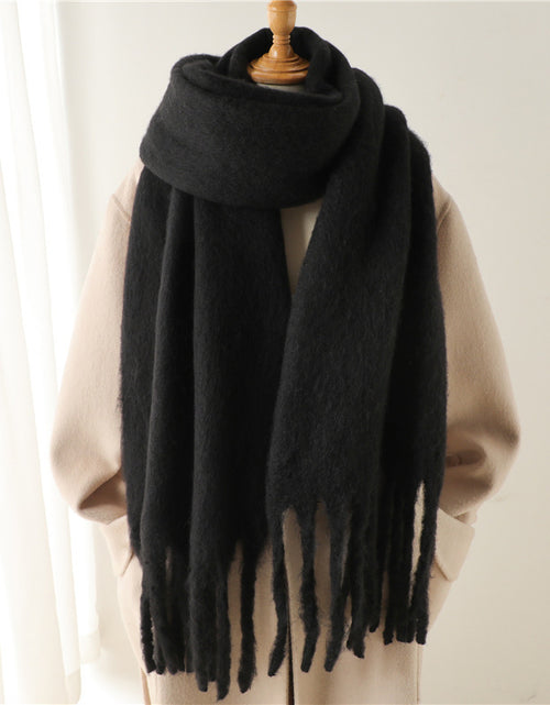 Load image into Gallery viewer, Solid Color Versatile Winter Warm Extended Tassel Scarf
