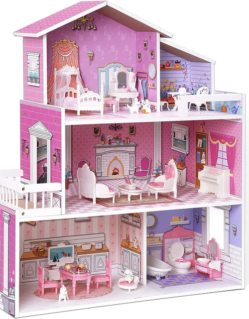 Cargar imagen en el visor de la galería, Victoria Wooden Dollhouse for Kids Furniture Preschool Dollhouse House Toy for Toddlers Girls
