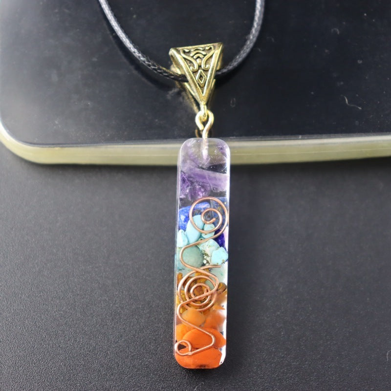 Colgante de cristal de energía curativa Reiki retro, piedra natural para yoga, meditación, joyería espiritual de los 7 chakras, collar, amuleto