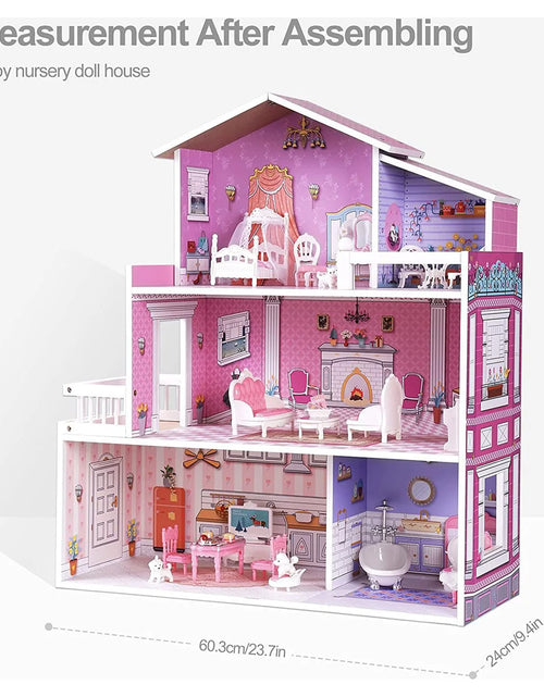 Cargar imagen en el visor de la galería, Victoria Wooden Dollhouse for Kids Furniture Preschool Dollhouse House Toy for Toddlers Girls
