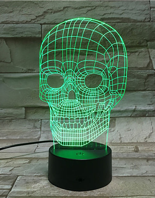 Cargar imagen en el visor de la galería, Luz nocturna 3D con forma de calavera y flores
