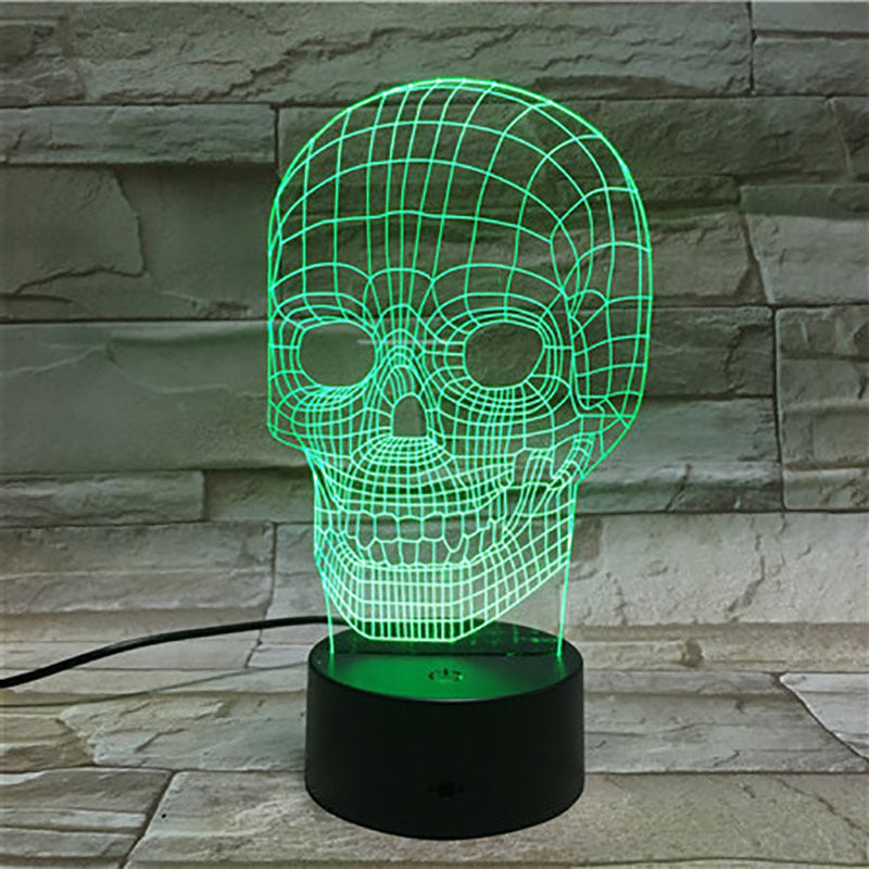 Luz nocturna 3D con forma de calavera y flores