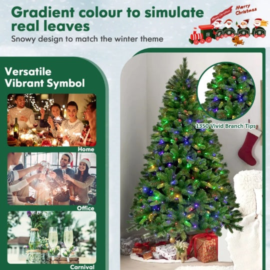 7ft beleuchteter künstlicher Weihnachtsbaum, aufklappbarer Weihnachtsbaum mit 400 mehrfarbigen LED-Lichtern