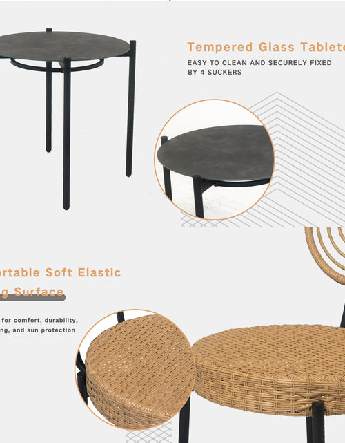 Load image into Gallery viewer, 3 Pieces Of Luxury Outdoor Wicker Furniture - Patio Bistro Style Table And Chair Combination
