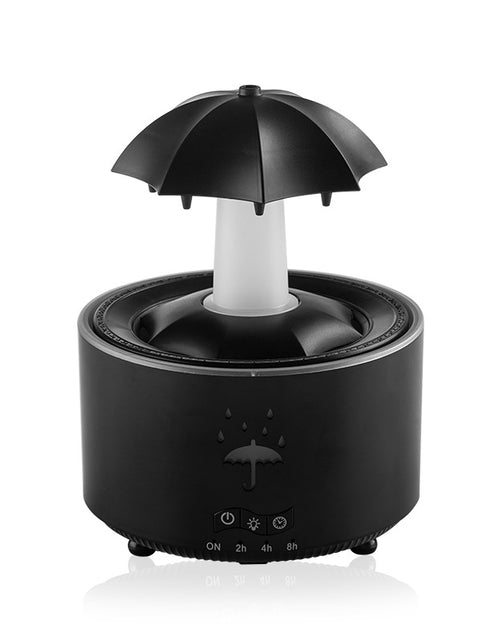 Load image into Gallery viewer, Rotating umbrella water droplet humidifier household heavy fog desktop rainbow lights remote control aromatherapy machine
