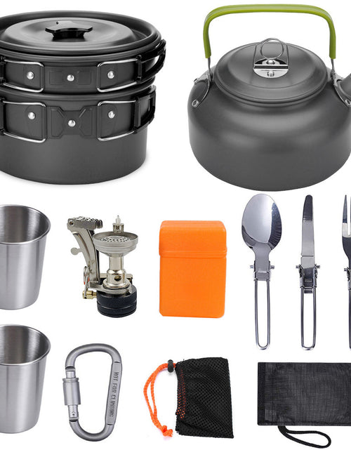 Bild in Galerie-Viewer laden, Camping Cookware Kit Outdoor Cooking Set Aluminum Equipment Outdoor Pot Travel Tableware Kitchen Hiking Picnic BBQ
