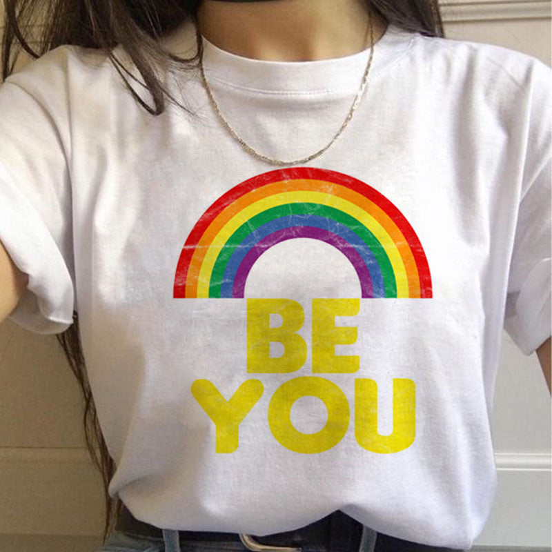 Camisetas para mujer Camiseta de manga corta para mujer Orgullo Gay Arcoiris Novias