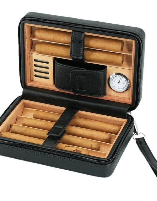 Bild in Galerie-Viewer laden, Cigar Box Zipper Pack 6-pack Convenient Cigar Box Cigarette Box Smoking Accessories Cedar Wood Material Set

