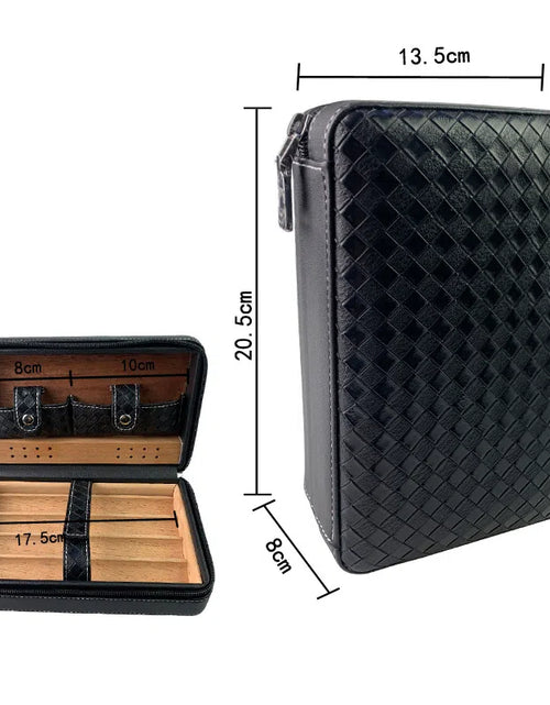 Bild in Galerie-Viewer laden, Carved version cigar box portable cedar wood cigar moisturizing box cowhide cigar box storage box Gaoxiba
