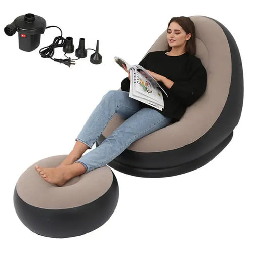 Load image into Gallery viewer, Inflatable Air Mattress Lazy Sofa Deck Chair Comfortable Leg Stool Rest Single Beanbag for home and Outdoor Use
