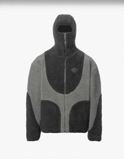 Load image into Gallery viewer, Men&#39;s Fashion Lamb Wool Hooded Zipper Coat Sweatshirt Patchwork Line Design Male Tops Casual
