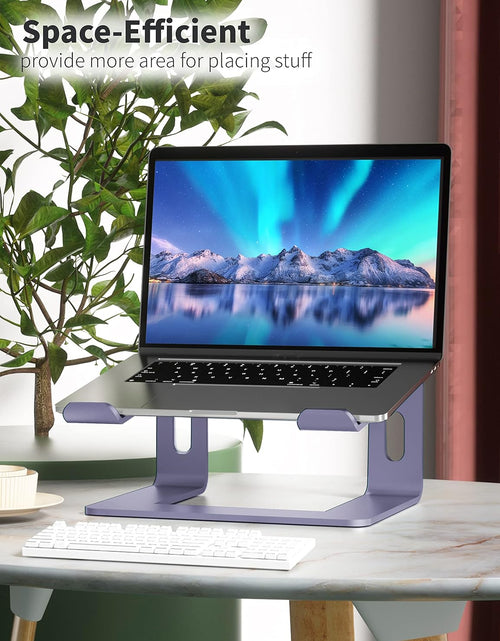 Cargar imagen en el visor de la galería, Laptop Stand, Aluminum Computer Riser, Ergonomic Laptops Elevator for Desk, Metal Holder Compatible with 10 to 15.6 Inches Notebook Computer, Purple
