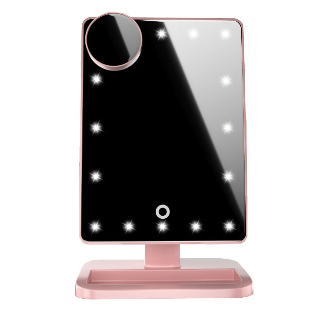 Espejo de maquillaje con pantalla táctil y 20 luces LED, altavoz de música con Bluetooth, espejos con aumento de 10 aumentos