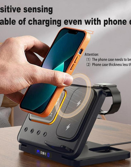 Load image into Gallery viewer, 15W Wireless Chargers Stand 5 In1 LED Digital Alarm Clock Fast Charging Dock Station

