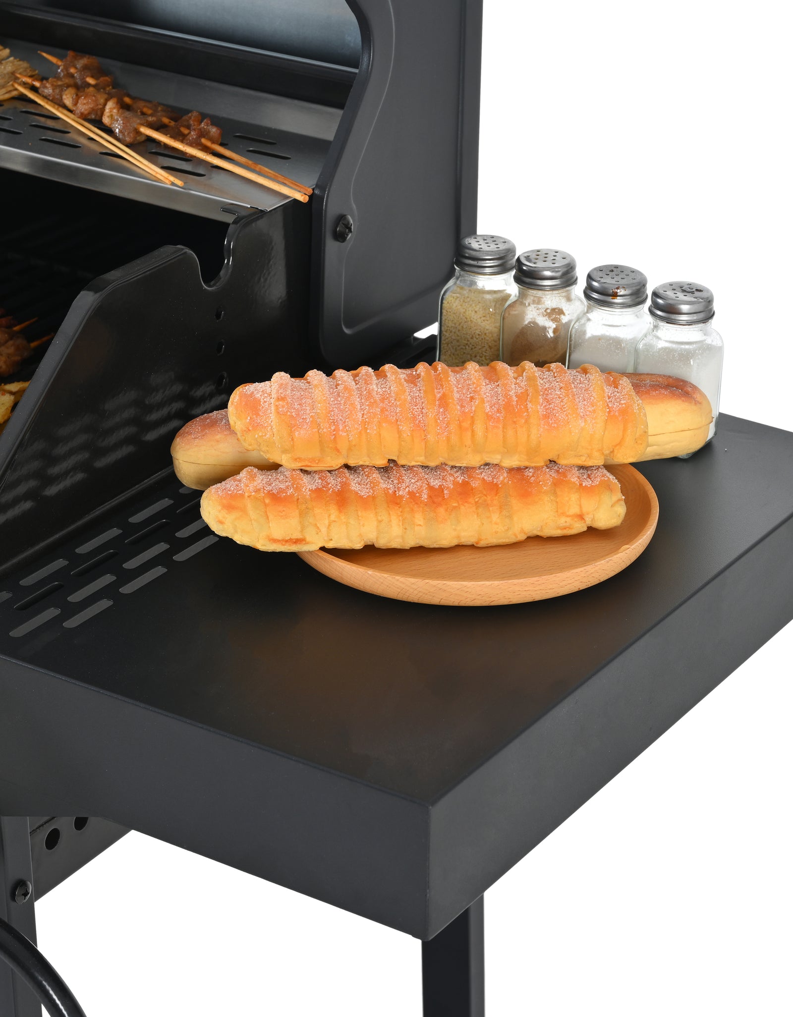 2+2 multifunctional gas barbecue grill and covered grill combination for outdoor cooking - barbecue, barbecue, pizza.