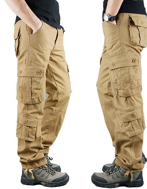Load image into Gallery viewer, Outdoor men&#39;s multi pocket work pants, sturdy and wear-resistant cotton casual work clothes, long pants for youth labor protection, loose and oversized

