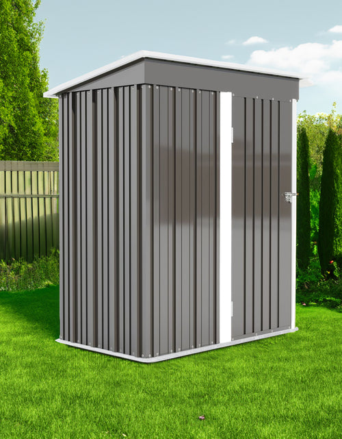 Load image into Gallery viewer, 5 * 3FT outdoor storage shed, tool shed with sloping roof and lockable door, backyard garden metal shed, courtyard lawn, gray
