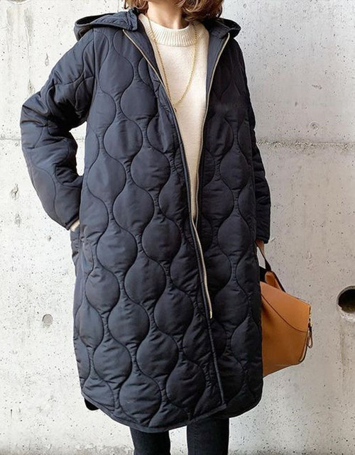 Load image into Gallery viewer, Autumn And Winter New Diamond Lattice Hooded Cotton Coat Jacket Women&#39;s Top

