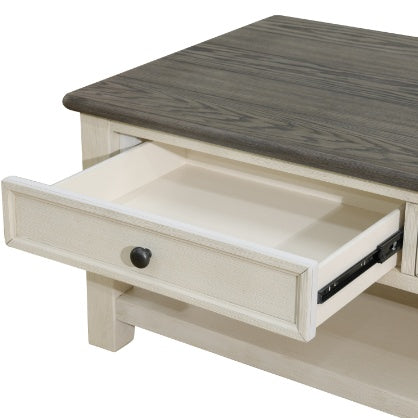 Dark Grey MDF Top And White Oak Drawer Living Room Storage Table