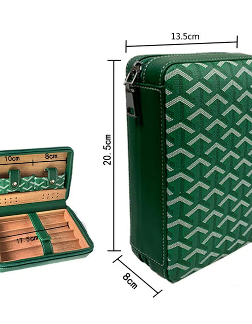 Bild in Galerie-Viewer laden, Carved version cigar box portable cedar wood cigar moisturizing box cowhide cigar box storage box Gaoxiba
