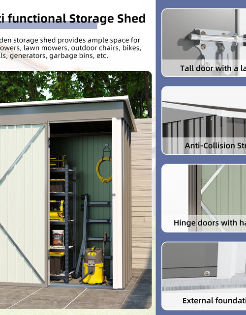 Load image into Gallery viewer, 5 * 3FT outdoor storage shed, tool shed with sloping roof and lockable door, backyard garden metal shed, courtyard lawn, gray
