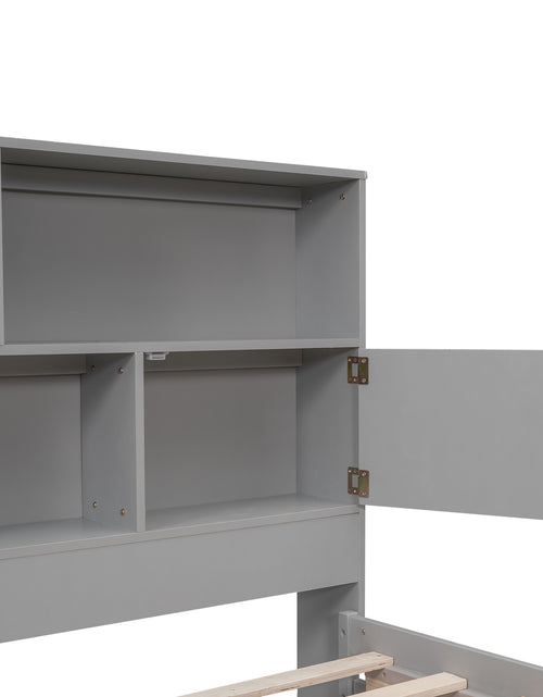 Load image into Gallery viewer, Full Size Platform Bed with Storage Headboard, Charging Station and 4 Drawers, Gray
