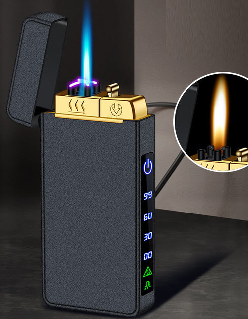 Bild in Galerie-Viewer laden, Gas electric triple fire metal windproof inflatable charging lighter personalized and creative trendy gift for boyfriend
